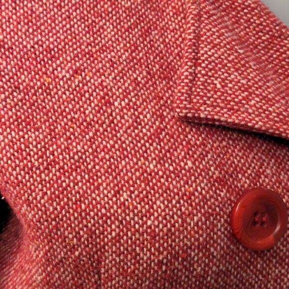 Mudd Red + White Hooded Double Breasted Wool Blend Peacoat - Picture 7 of 15
